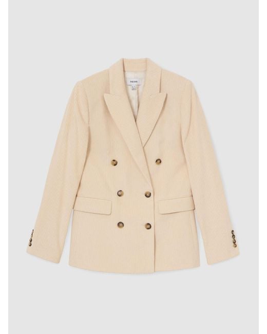 Reiss Natural Petite Cotton Corduroy Double-Breasted Blazer