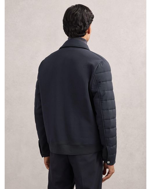 Reiss Blue Harrison - Navy Quilted Hybrid Press-stud Jacket, Xxl for men