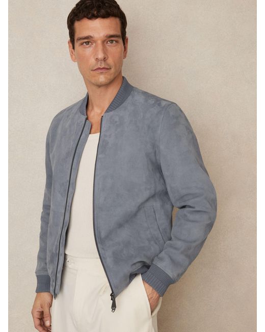 Reiss Gray Zip-Through Bomber Jacket for men