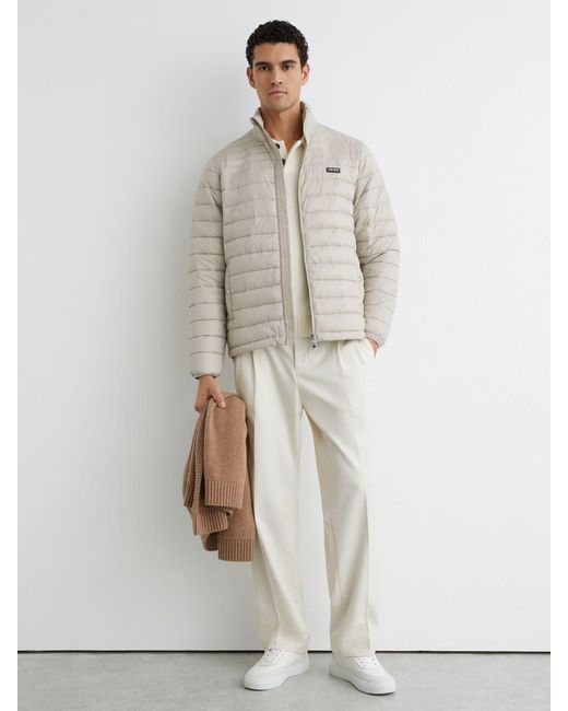 Reiss Natural Acer - Light Stone Quilted Zip-through Jacket, L for men