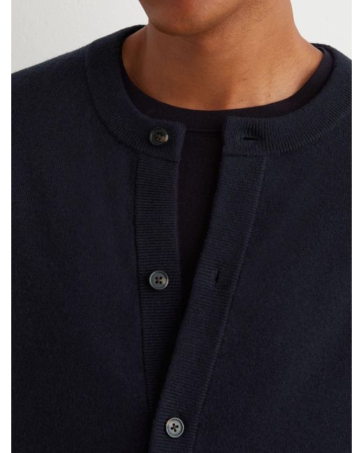 Reiss Blue Wool-Cashmere Jersey-Knit Cardigan for men