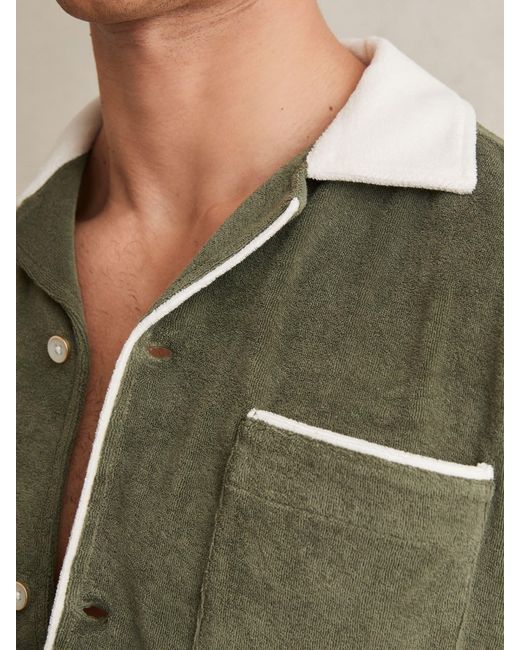 Reiss Brown Towelling Contrast Trim Shirt for men