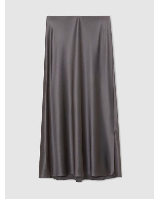 Reiss White Silk Slip Midi Skirt