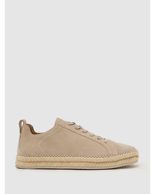 Reiss White Suede Espadrille Lace-Up Trainers for men