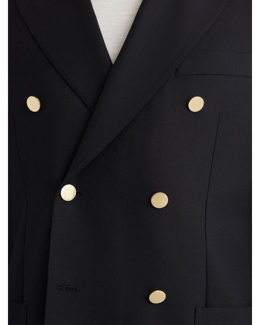 Reiss Blue Db - Navy Captain Db Hopsack Double-breasted Blazer Classic-fit With Wool, 42 for men