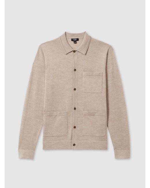 Reiss Natural Merino Wool Button-Through Cardigan for men