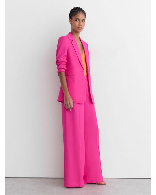Reiss Pink Petite Single-Breasted Suit Blazer With Linen