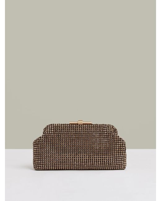 Reiss Brown Embellished Clutch Bag