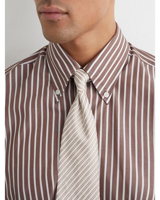 Reiss Guyton - Brown Cotton Stripe Button-down Shirt Regular-fit, Us 15 for men