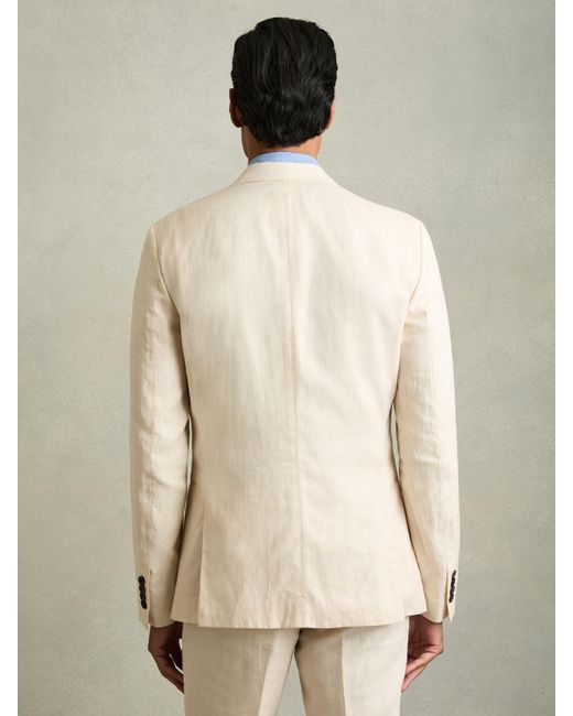 Reiss Gray Kin - Stone Tailored Fit Single Breasted Linen Blazer, 44 for men