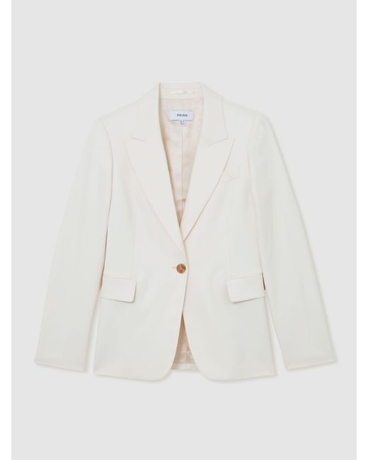 Reiss White Single-Breasted Tailored Blazer