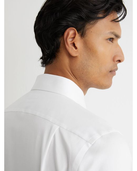 Reiss White Bishopsgate Regular Fit Cotton-Blend Stretch Shirt for men