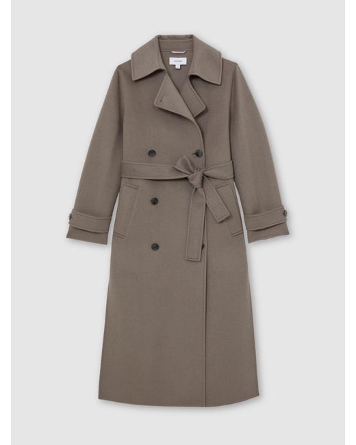 Reiss Natural Wool-Blend Belted Blindseam Coat