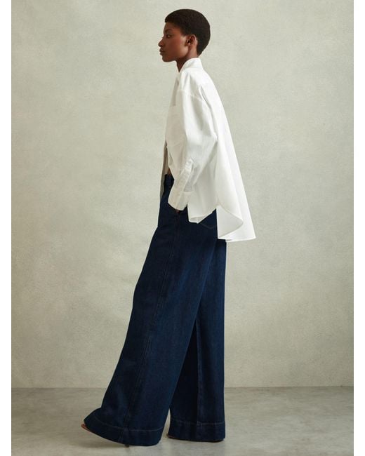 Reiss Blue Olivia Lightweight Wide Leg Jeans