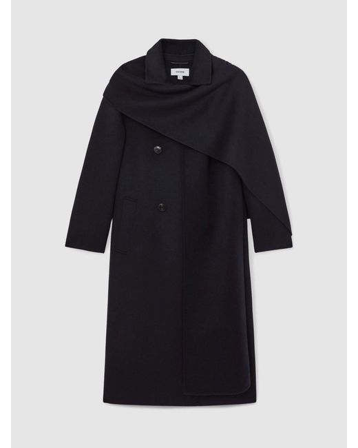 Reiss Blue Petite Wool-Blend Scarf Blindseam Coat