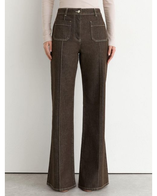 Reiss Blue Patch-Pocket Flared Jeans
