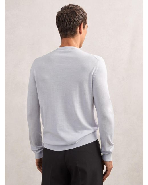 Reiss White Wessex Wool Crew Neck Jumper for men
