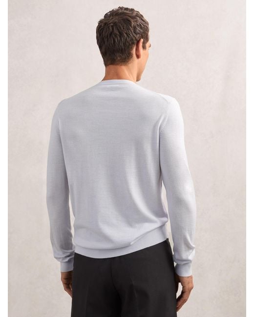 Reiss White Merino Wool Crew-Neck Jumper for men