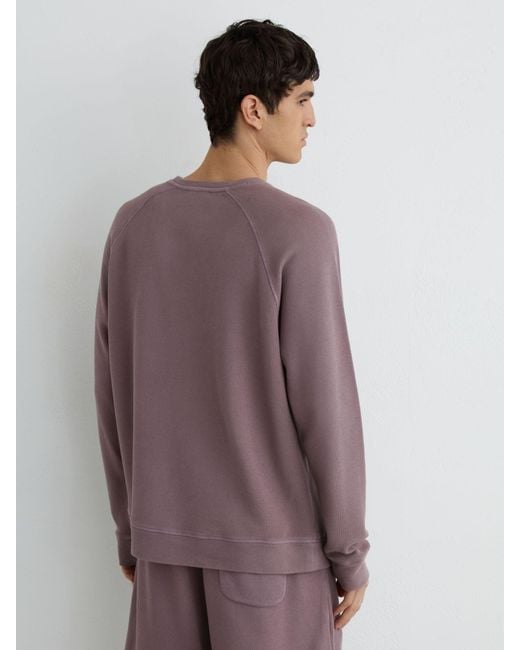 Reiss Purple Cotton-Piqué Garment-Dyed Sweatshirt for men