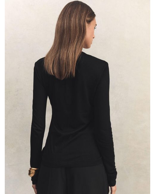 Reiss Black Brady Neck Top Knitted