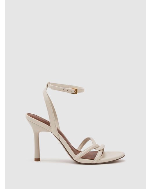 Reiss White Leather Link-Strap Stiletto Sandals