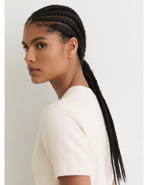 Reiss White V-Neck Short-Sleeve Cardigan Cotton-Wool