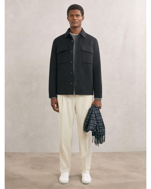 Reiss Black Wool-Blend Twin-Pocket Overshirt for men