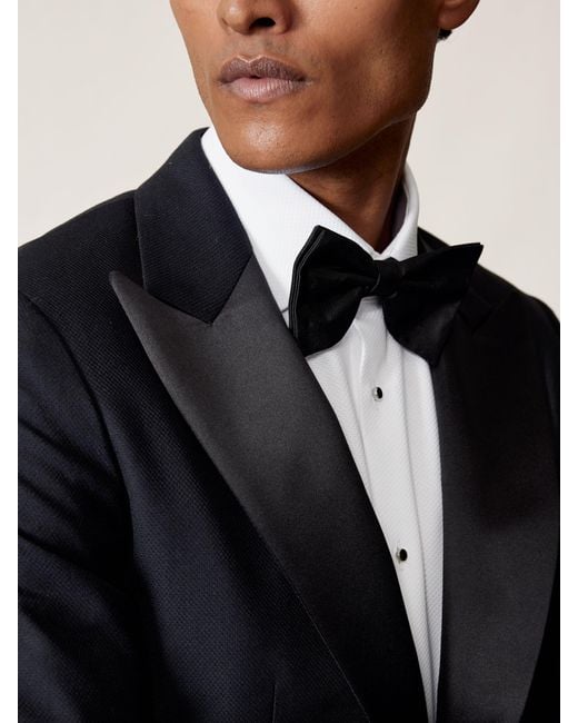 Reiss Blue Single-Breasted Jacquard Tuxedo Jacket Wool-Blend Classic-Fit for men