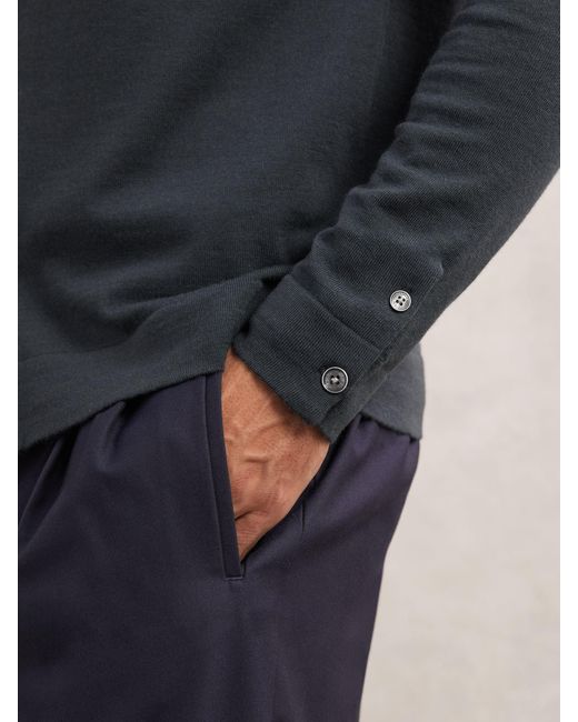 Reiss Blue Merino Wool Button-Through Cardigan for men