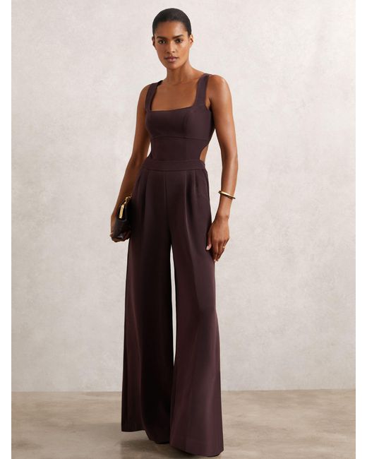 Reiss Red Wide-Leg Cut-Out Jumpsuit