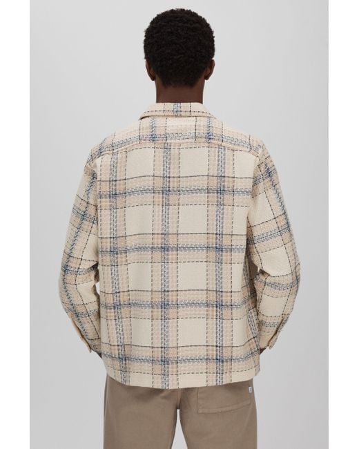 Wax London Natural Textured Check Overshirt for men