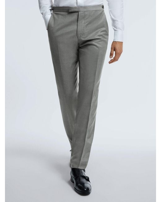ATELIER Gray Como - Grey Melange Wool Cashmere Blend Slim Fit Trousers, 34 for men