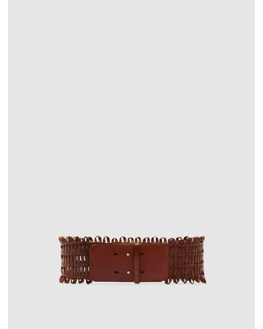 ATELIER Brown Leather Interlaced Belt
