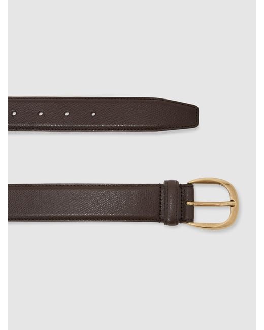 Reiss White Pebble - Dark Brown Pierce Pebble Pebbled-leather Curved-buckle Belt, 36 for men