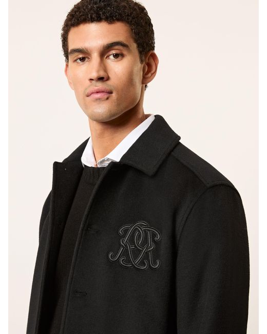 Reiss Champ Monogram Wool-Blend Relaxed Overshirt in Black für Herren