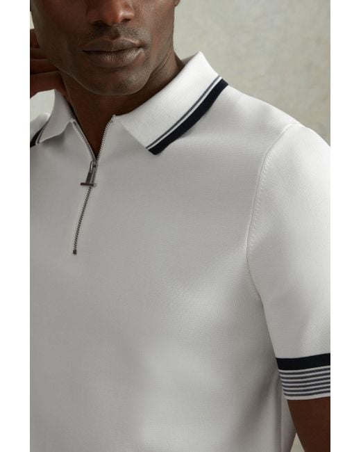 Reiss Chelsea - Optic White Half-zip Polo Shirt for men