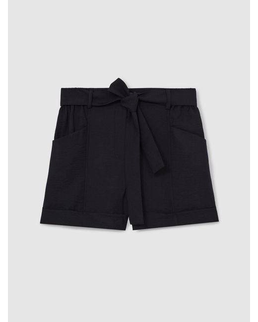Reiss Blue Belted Button Tab Shorts