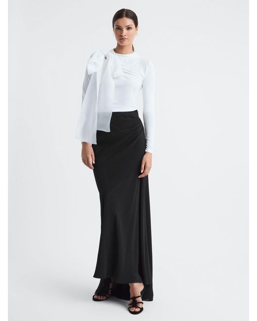 Reiss Black High Rise Fitted Maxi Skirt