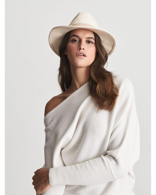 Reiss White Wool Fedora Hat