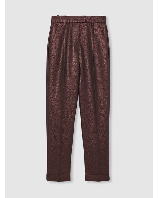 Reiss Tapered Metallic Suit Trousers With Cotton