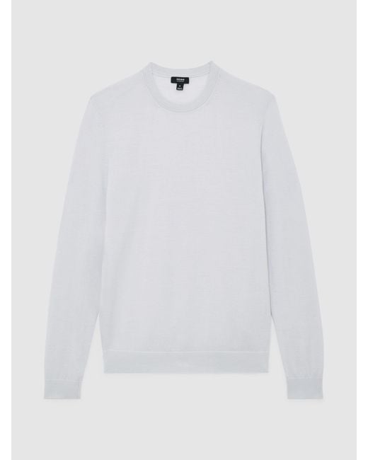 Reiss White Merino Wool Crew-Neck Jumper for men