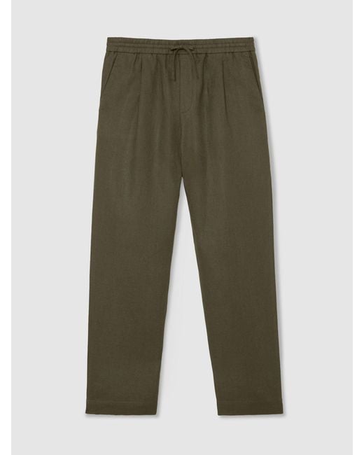 Reiss Barges - Ivy Green Linen Relaxed-fit Drawstring Trousers, 32 for men