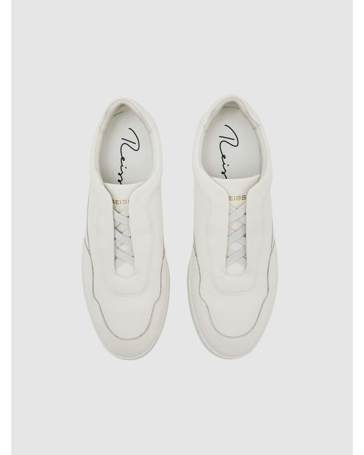 Reiss Natural Leather Elasticated-Lace Trainers for men