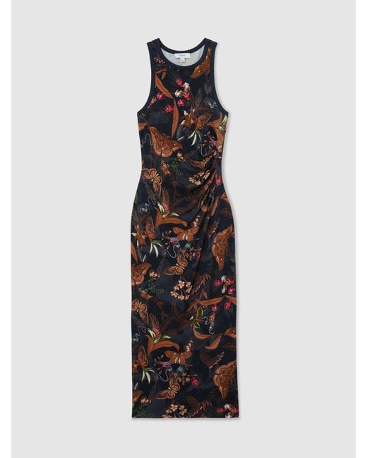 Reiss Black X Nybg Printed Jersey Midi Dress