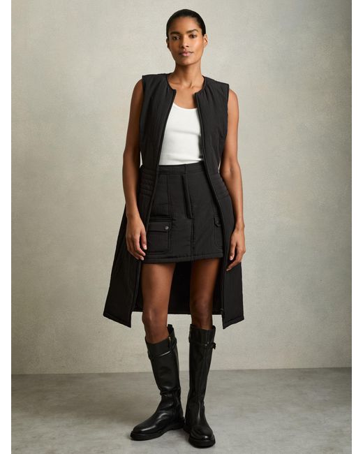Reiss Mahlon - Black Quilted Zip-through Sleeveless Dress, Us 8