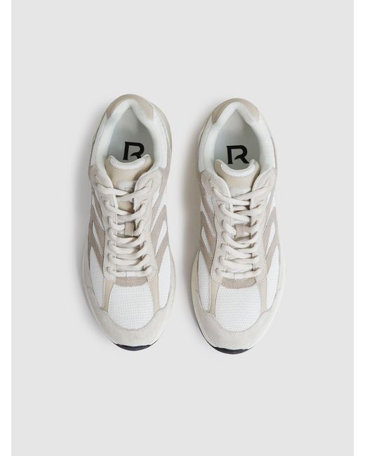 Reiss White Off & Stone Panelled Running Trainers for men