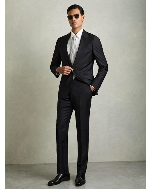 Reiss Blue Oscar - Navy Single-breasted Wool-blend Suit Blazer Classic-fit, 44 R for men
