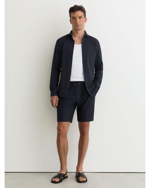 Reiss Blue Solarko - Navy Seersucker Cutaway-collar Shirt Regular-fit, Xs for men