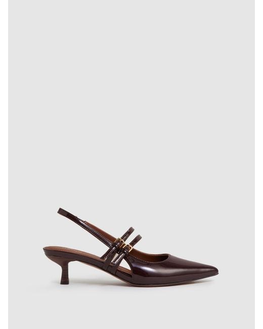 Reiss Multicolor Leather Slingback Buckle Court Shoes