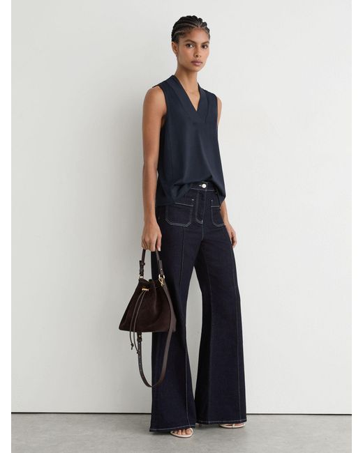 Reiss Blue Jersey V-Neck Vest